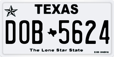 TX license plate DOB5624