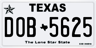 TX license plate DOB5625
