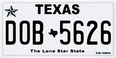 TX license plate DOB5626