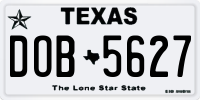 TX license plate DOB5627