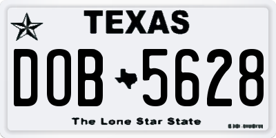 TX license plate DOB5628