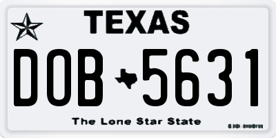 TX license plate DOB5631