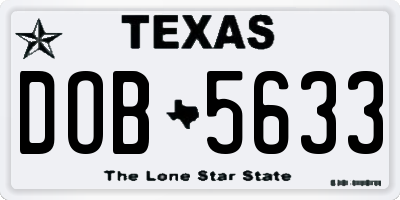 TX license plate DOB5633