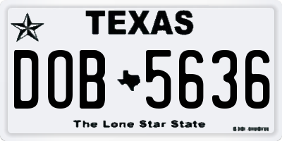 TX license plate DOB5636