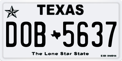 TX license plate DOB5637