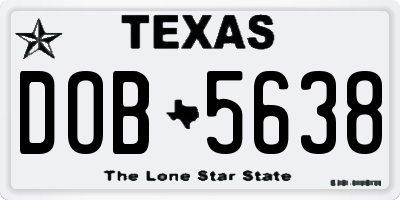 TX license plate DOB5638