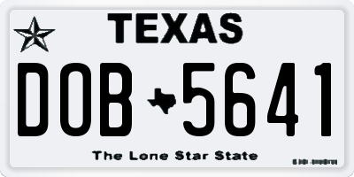 TX license plate DOB5641
