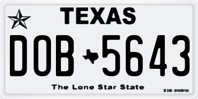 TX license plate DOB5643