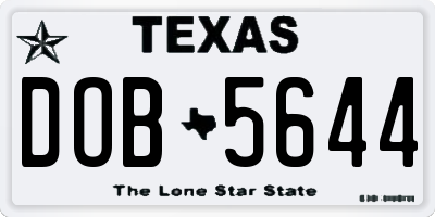 TX license plate DOB5644