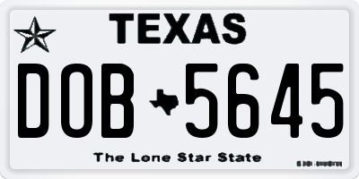 TX license plate DOB5645