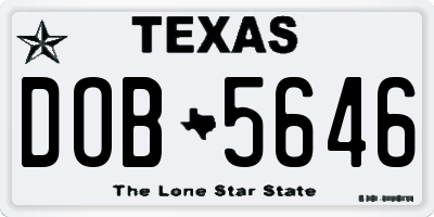 TX license plate DOB5646