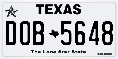 TX license plate DOB5648