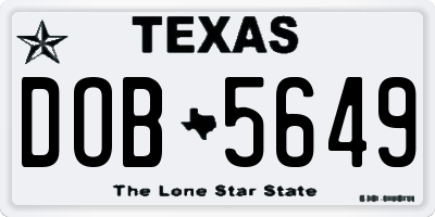 TX license plate DOB5649