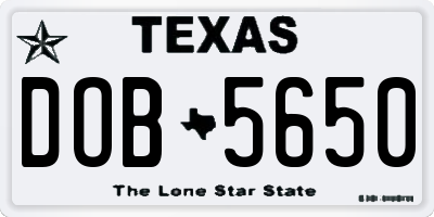 TX license plate DOB5650