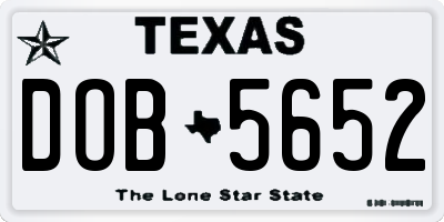 TX license plate DOB5652