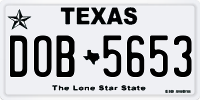TX license plate DOB5653