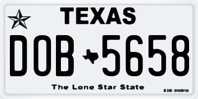 TX license plate DOB5658