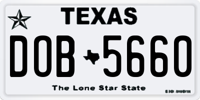 TX license plate DOB5660