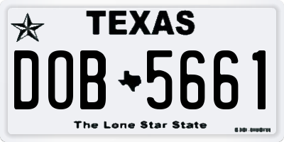 TX license plate DOB5661