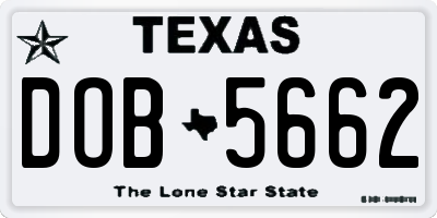 TX license plate DOB5662
