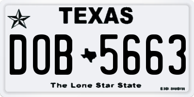 TX license plate DOB5663
