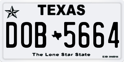TX license plate DOB5664