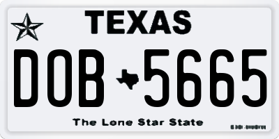 TX license plate DOB5665