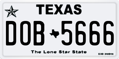 TX license plate DOB5666