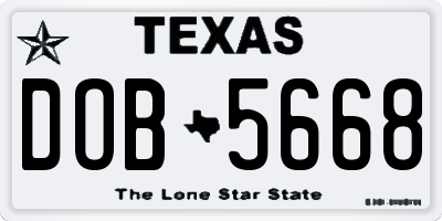 TX license plate DOB5668
