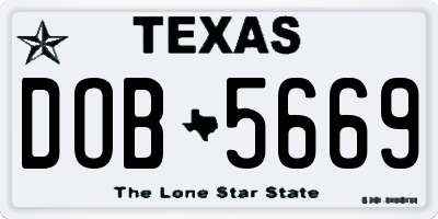 TX license plate DOB5669