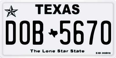 TX license plate DOB5670