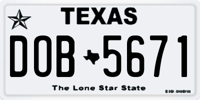 TX license plate DOB5671