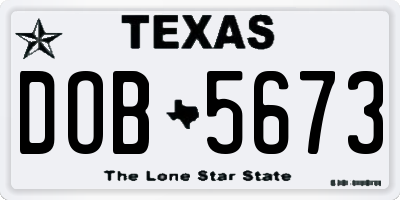 TX license plate DOB5673