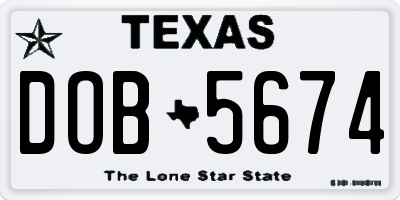 TX license plate DOB5674