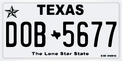 TX license plate DOB5677