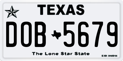 TX license plate DOB5679