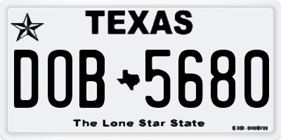 TX license plate DOB5680