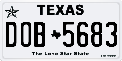 TX license plate DOB5683