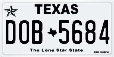 TX license plate DOB5684