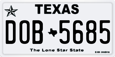 TX license plate DOB5685