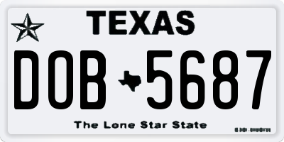 TX license plate DOB5687