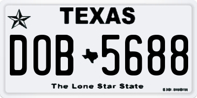TX license plate DOB5688