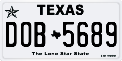 TX license plate DOB5689
