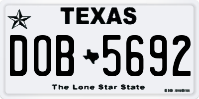 TX license plate DOB5692