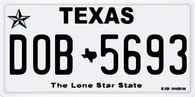 TX license plate DOB5693