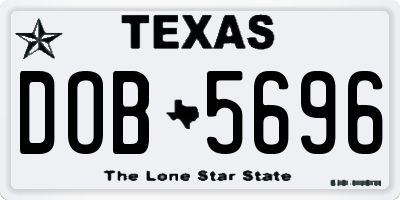 TX license plate DOB5696
