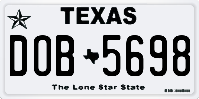 TX license plate DOB5698