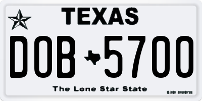 TX license plate DOB5700