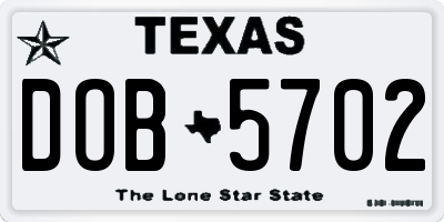 TX license plate DOB5702