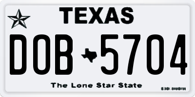 TX license plate DOB5704